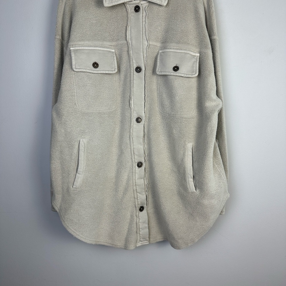 NEW Free People Ruby Jacket in Stone Large Brushed Knit Distressed Pockets Cozy - Picture 8 of 16